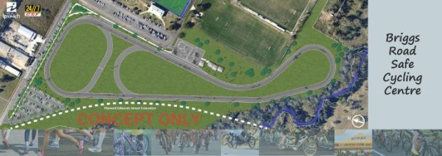 This is the concept plan for the new Safe Cycling Centre. By having multiple loops it would allow for a variety of circuits and even for two activities to be happening simultaneously in different loops.